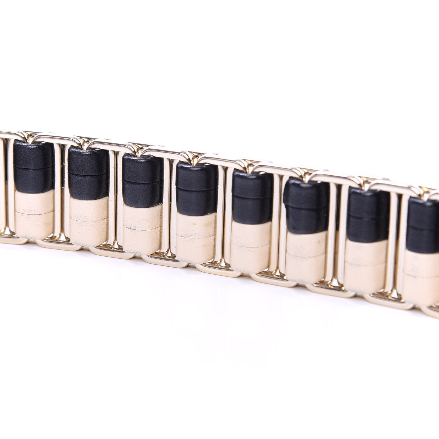 Chanel Lambskin Metal Belt 85 34 Black Beige 6 of 7