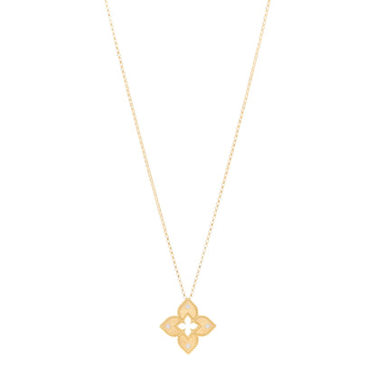 Roberto Coin 18K Yellow Gold Diamond Petite Venetian Princess Flower Pendant Necklace 1 of 4