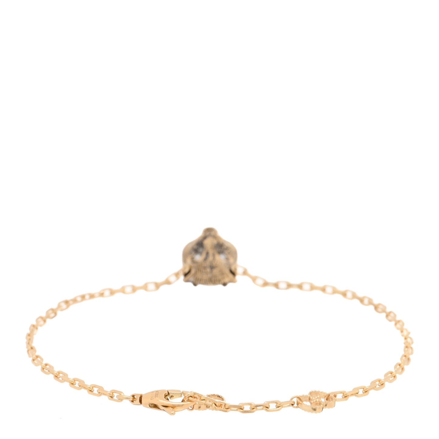 18K Yellow Gold Diamond Pink Opal Le Marche des Merveilles Feline Bracelet