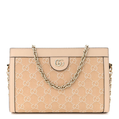Gucci Denim Calfskin GG Monogram Small Ophidia Chain Shoulder Bag Light Beige 1 of 11
