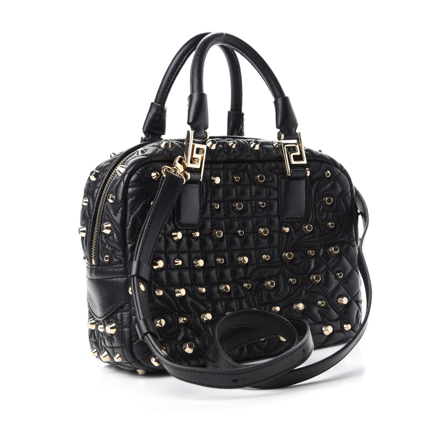Nappa Barocco Quilted Studded Vanitas Demetra Black