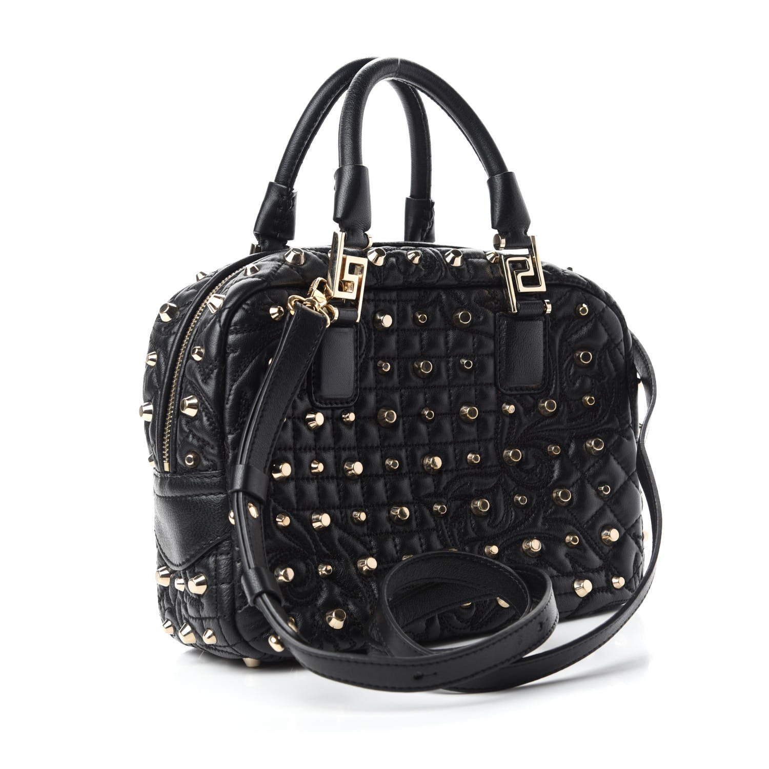 Versace Nappa Barocco Quilted Studded Vanitas Demetra Black 3 of 9