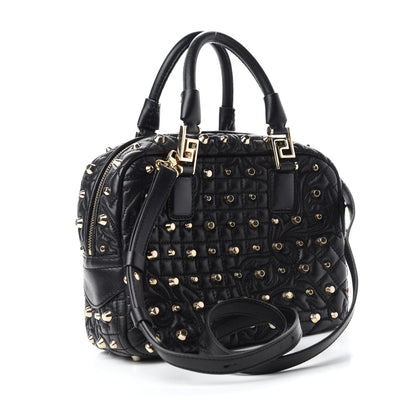 Versace Nappa Barocco Quilted Studded Vanitas Demetra Black 3 of 9