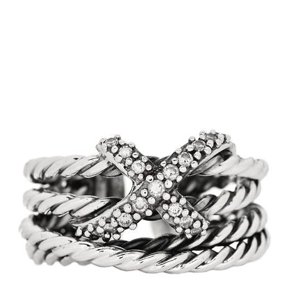 David Yurman Sterling Silver Diamond 10mm X Crossover Ring 53 6.5 1 of 5
