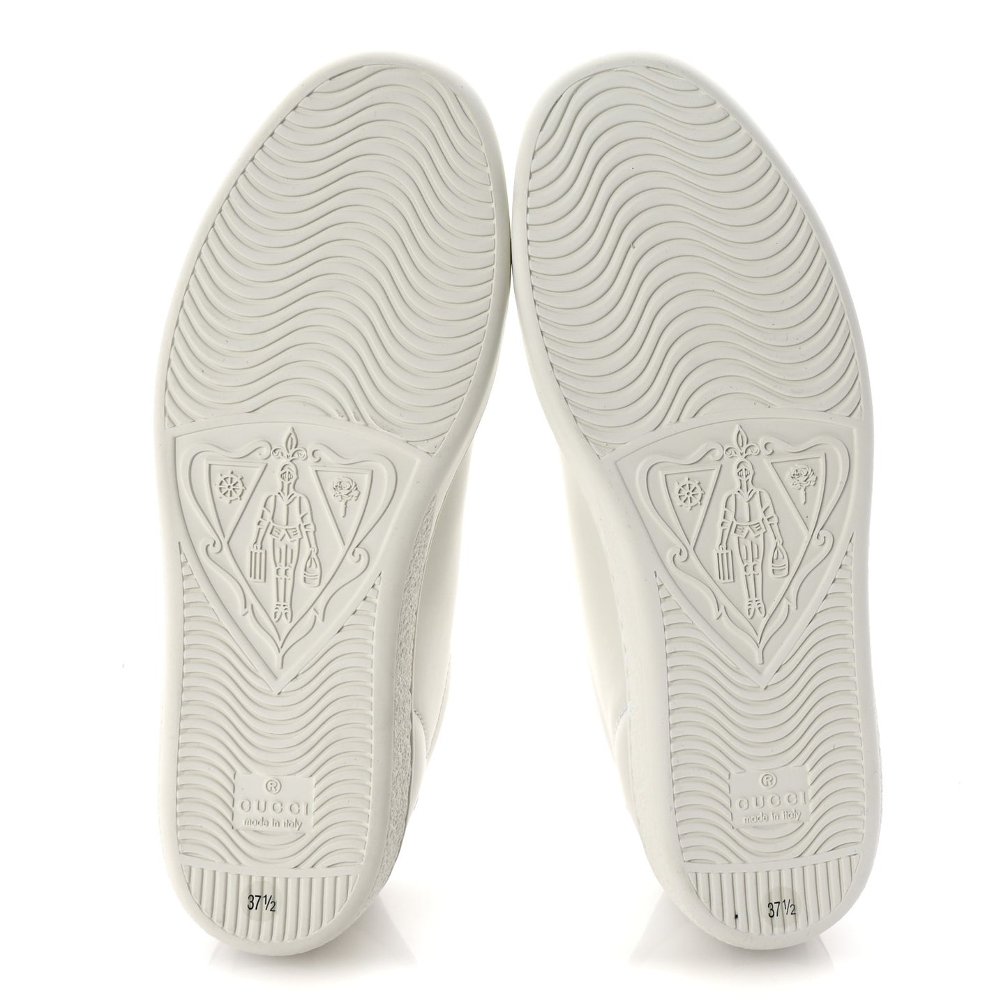 Calfskin Interlocking G Perforated Womens Ace Sneakers 37.5 White Grey Sky