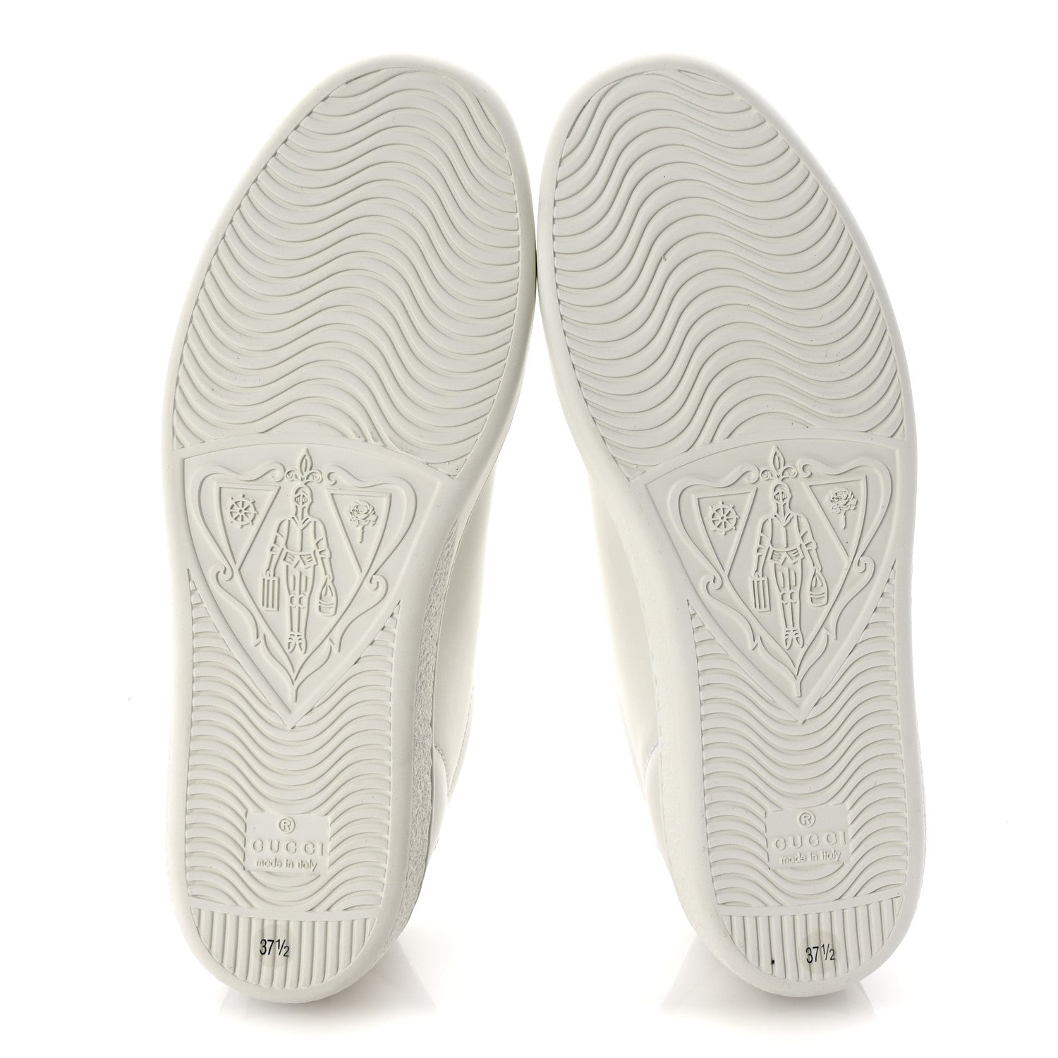 Gucci Calfskin Interlocking G Perforated Womens Ace Sneakers 37.5 White Grey Sky 6 of 10