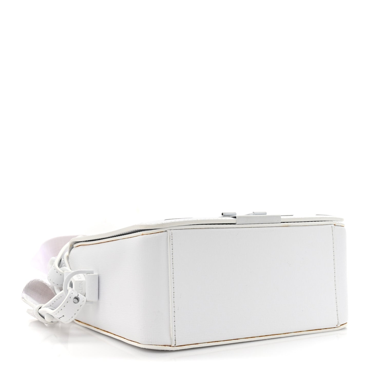 Saffiano Striped Mini Diag Binder Clip Bag White Black