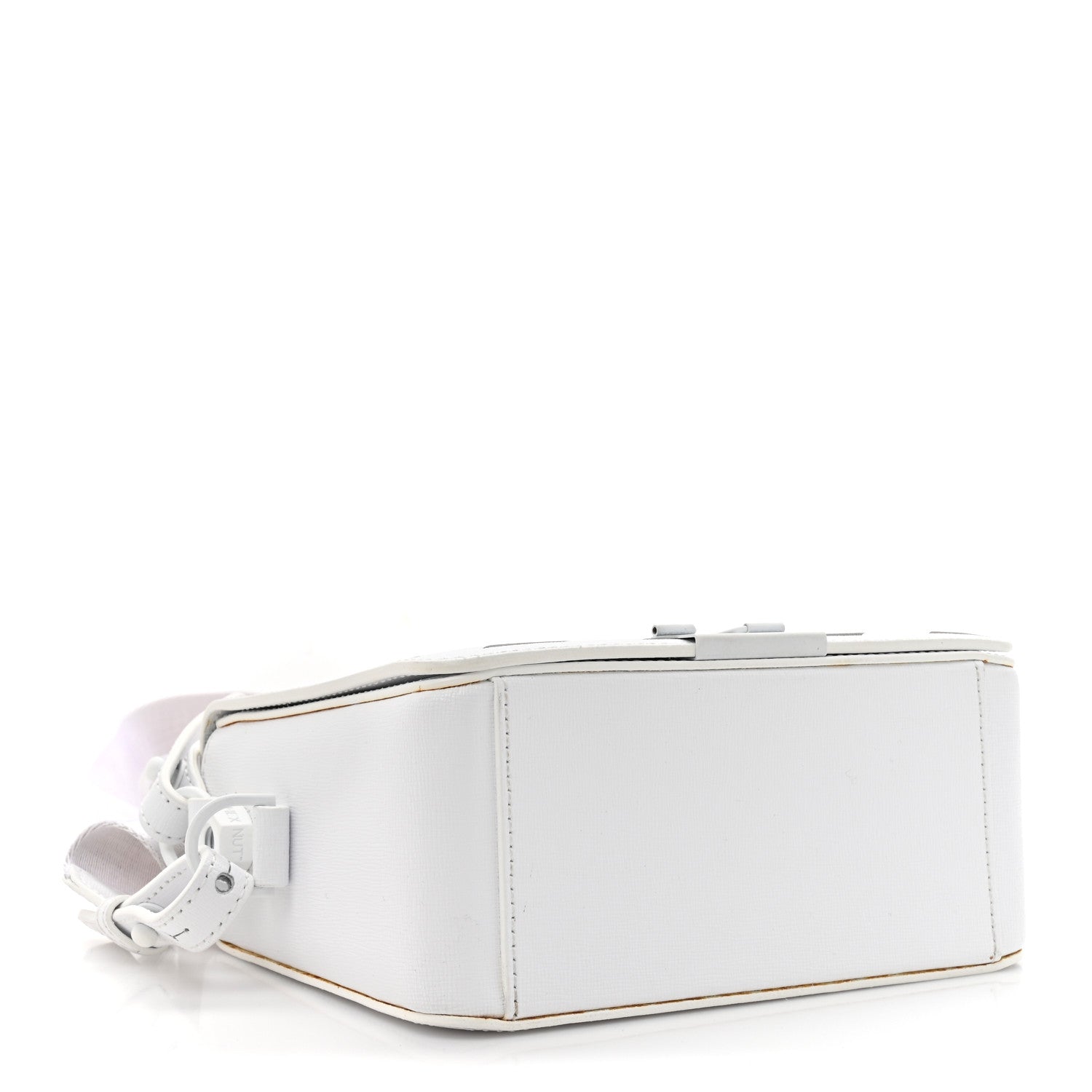 Off-White Saffiano Striped Mini Diag Binder Clip Bag White Black 4 of 11