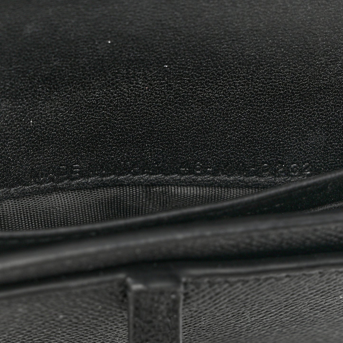 Grained Calfskin Saddle Chain Wallet Pouch Black