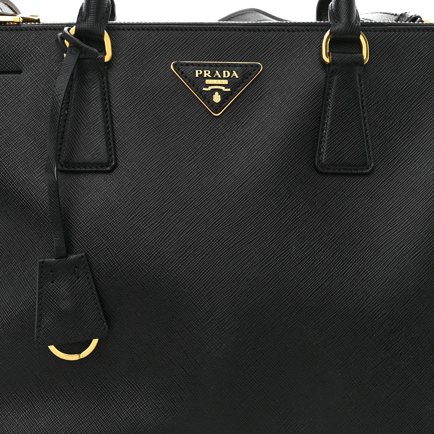 Saffiano Medium Galleria Double Zip Tote Black
