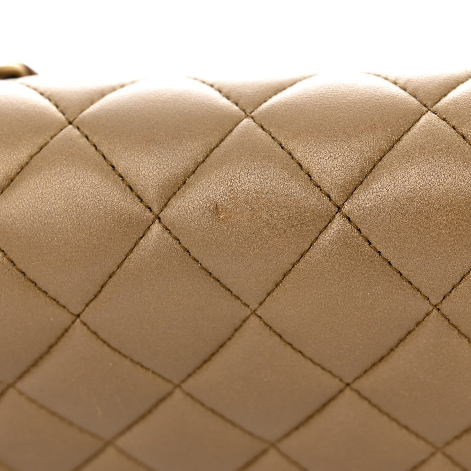 Chanel Metallic Lambskin Quilted Medium Double Flap Khaki 15 of 19
