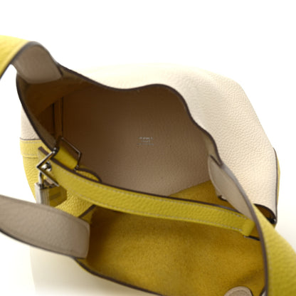 Hermes Taurillon Clemence Casaque Picotin Lock 18 PM Lime Nata 5 of 8