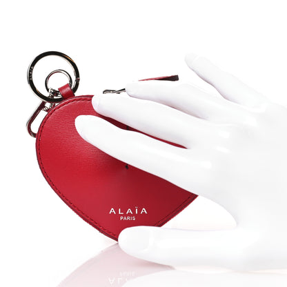 Alaia Buffed Calfskin Le Coeur Coin Purse Red 2 of 7