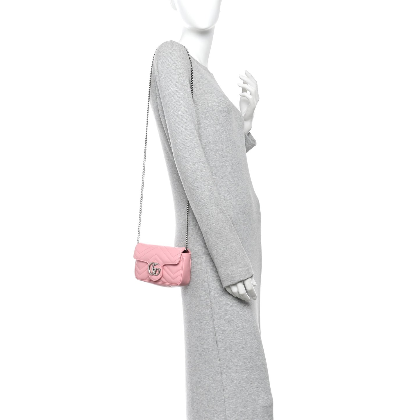 Calfskin Matelasse Super Mini GG Marmont Shoulder Bag Wild Rose Wild Rose
