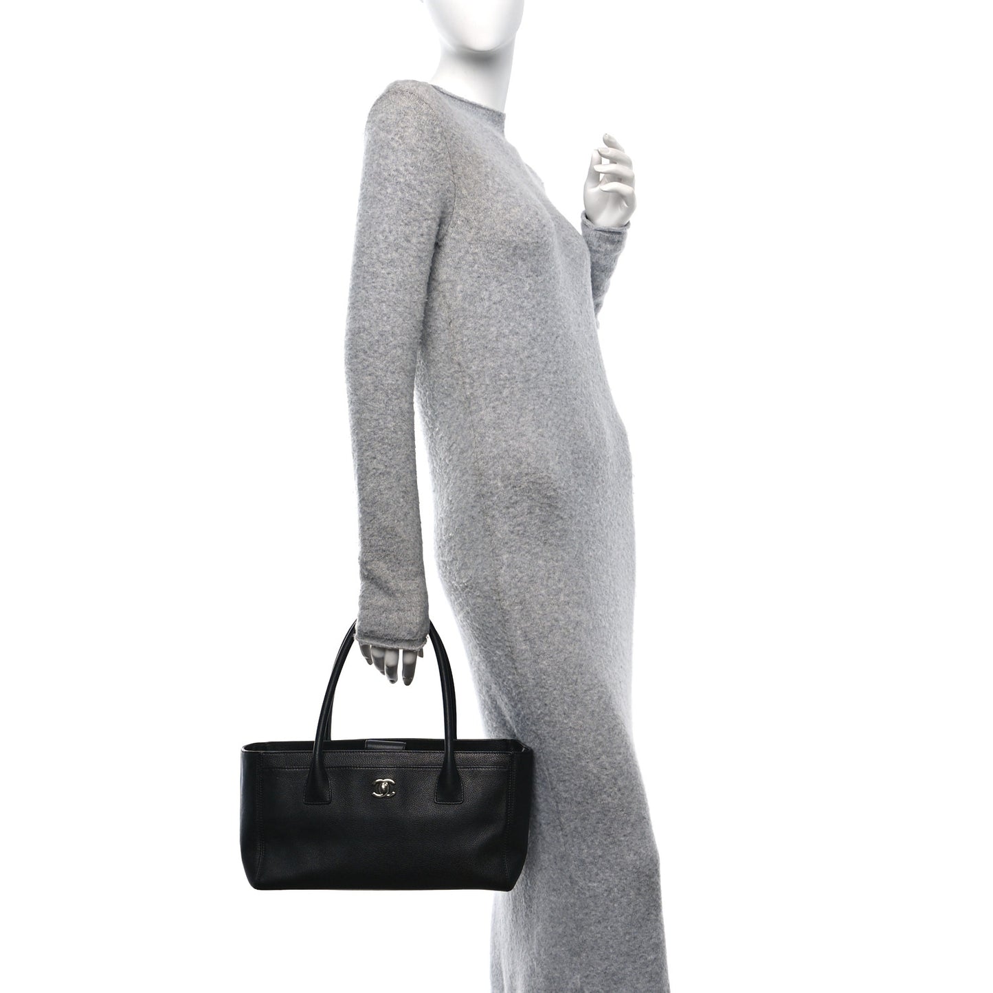 Calfskin Small Cerf Executive Shopper Tote Black