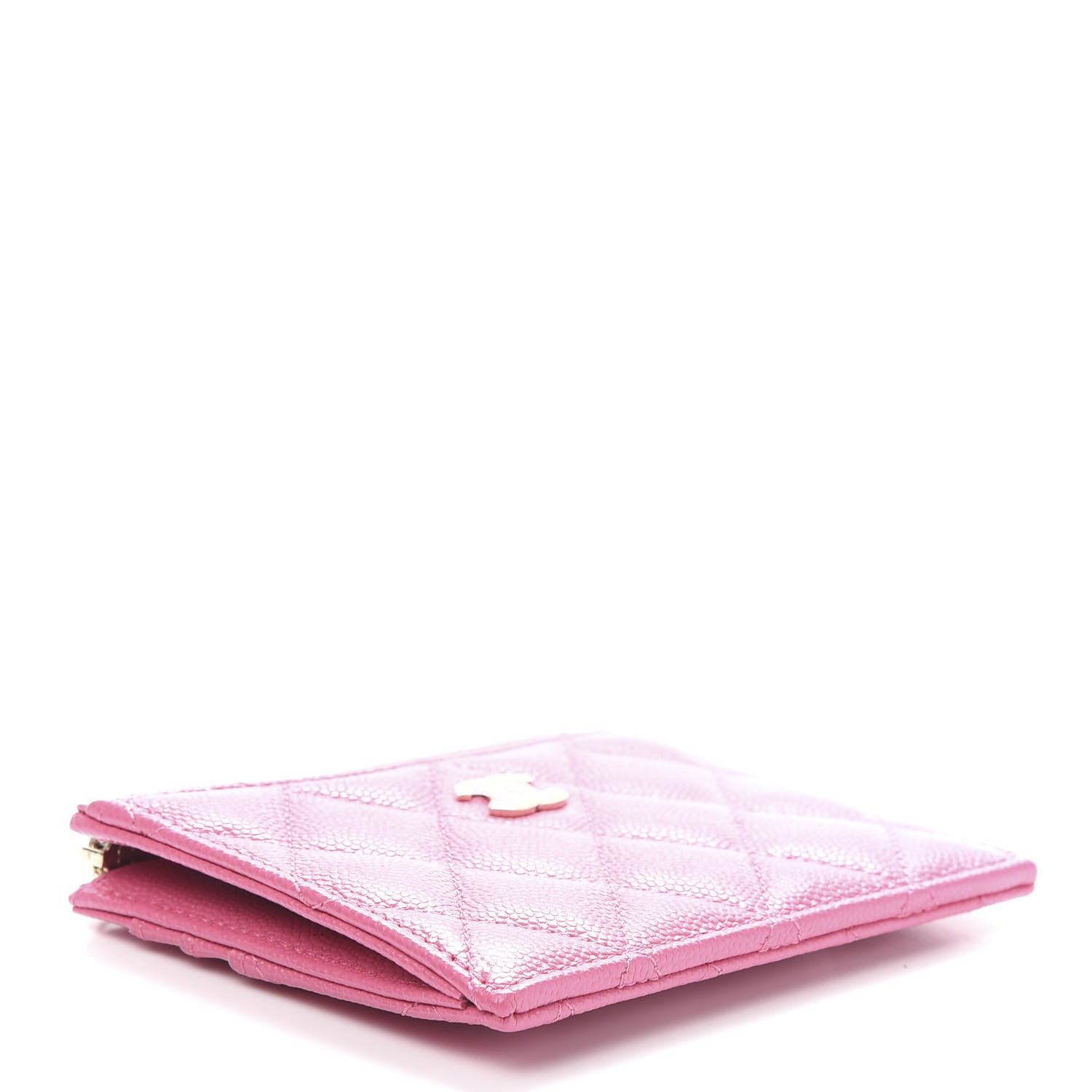 Chanel Caviar Quilted CC Zip Card Holder Pink 4 of 10