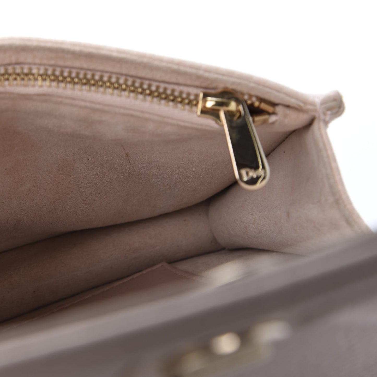 Grained Calfskin Diorama Wallet on Chain Pouch Nude