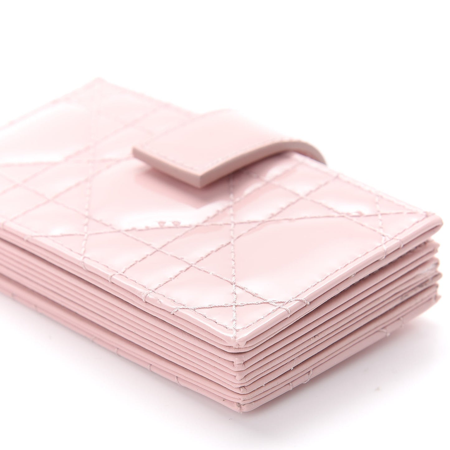 Patent Cannage Lady Dior 5-Gusset Card Holder Pink