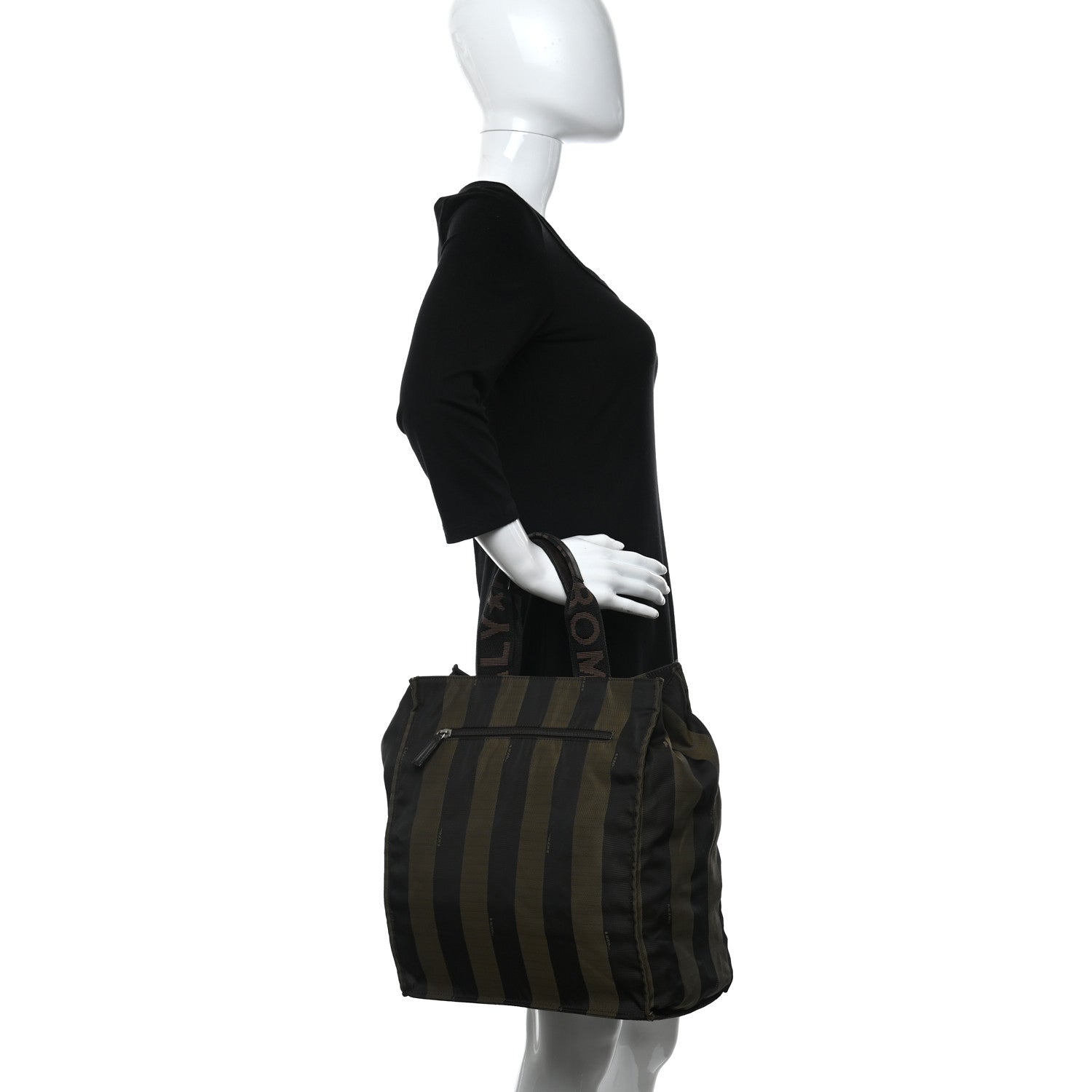 Fendi Fabric Pequin 1925 Shopping Tote Tobacco 2 of 9