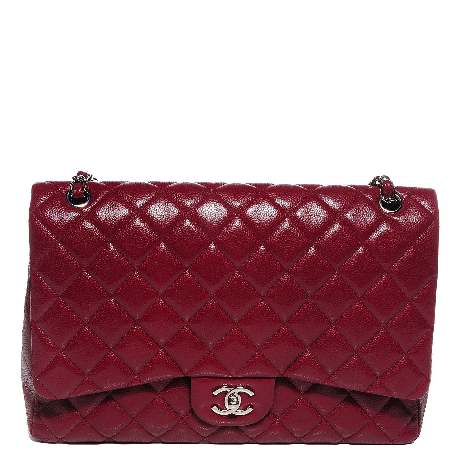 Chanel Caviar Maxi Single Flap Dark Red 1 of 8
