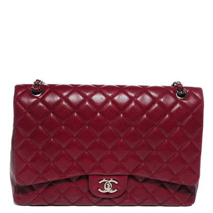 Chanel Caviar Maxi Single Flap Dark Red 1 of 8