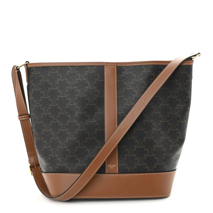 Celine Triomphe Canvas Calfskin Medium Bucket Bag Tan 1 of 10