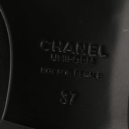 Chanel Calfskin Elastic Lace Up Cap Toe CC Loafers 37 Black 7 of 10