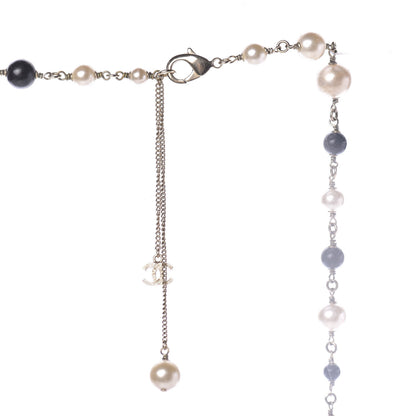 Chanel Pearl Bead Enamel CC Long Necklace Black Gold 6 of 10
