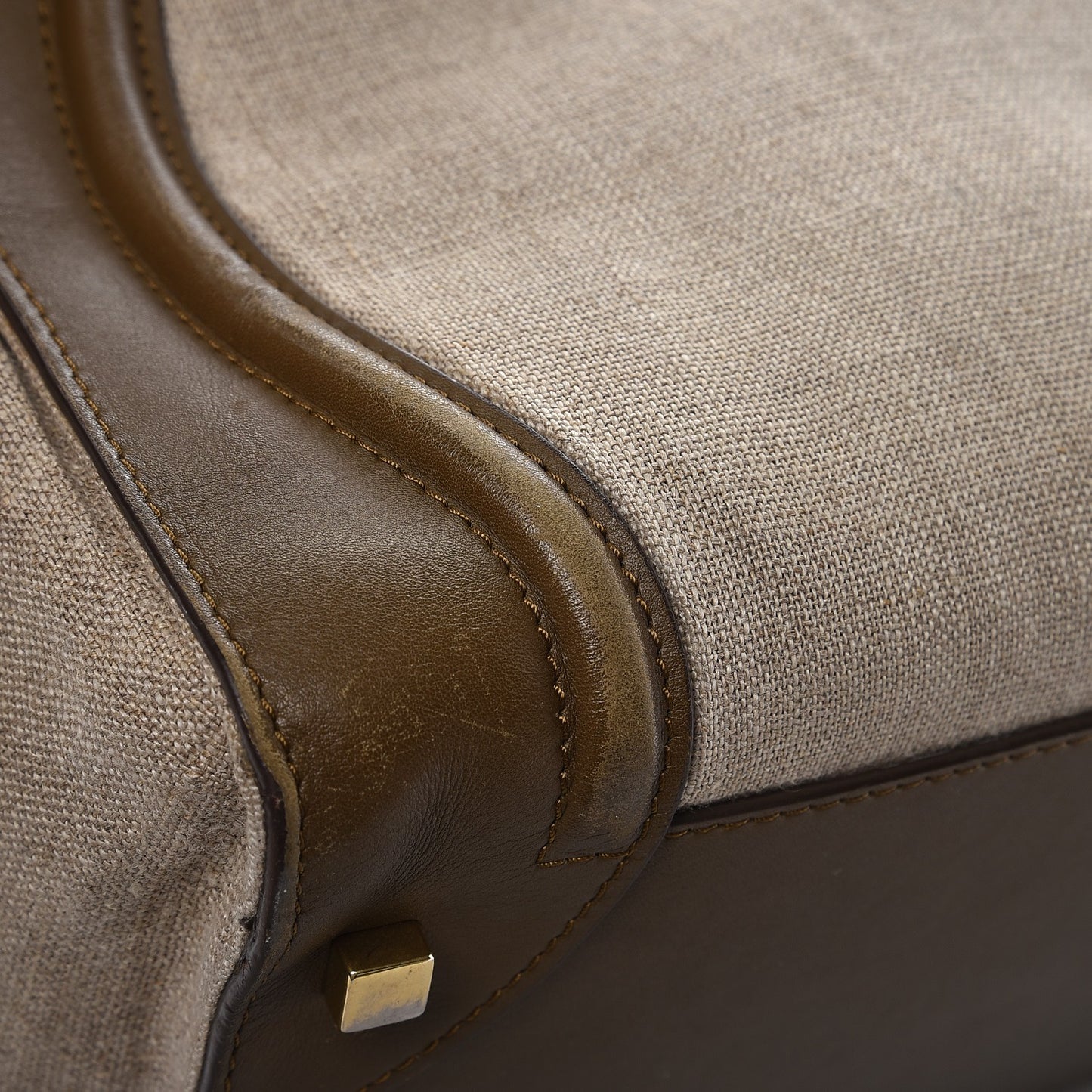 Calfskin Linen Mini Tri-Color Luggage Khaki
