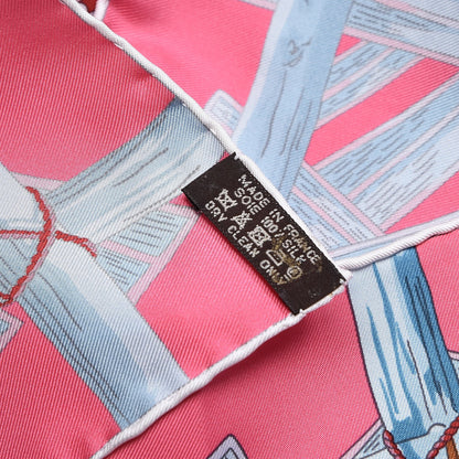 Hermes Silk Mythes et Metamorphoses Scarf 90 Rose Vif Bleu Beige Rose 5 of 5
