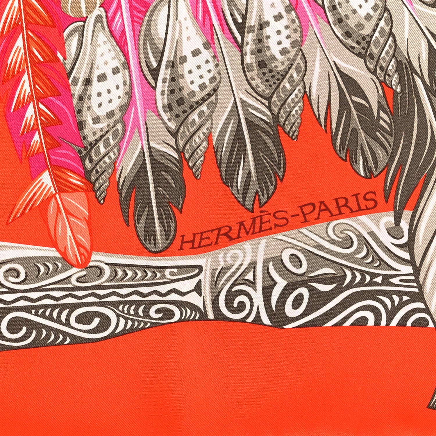 Hermes Silk La Danse Pacifique Scarf 90 Orange Rose Vif Kaki 2 of 3