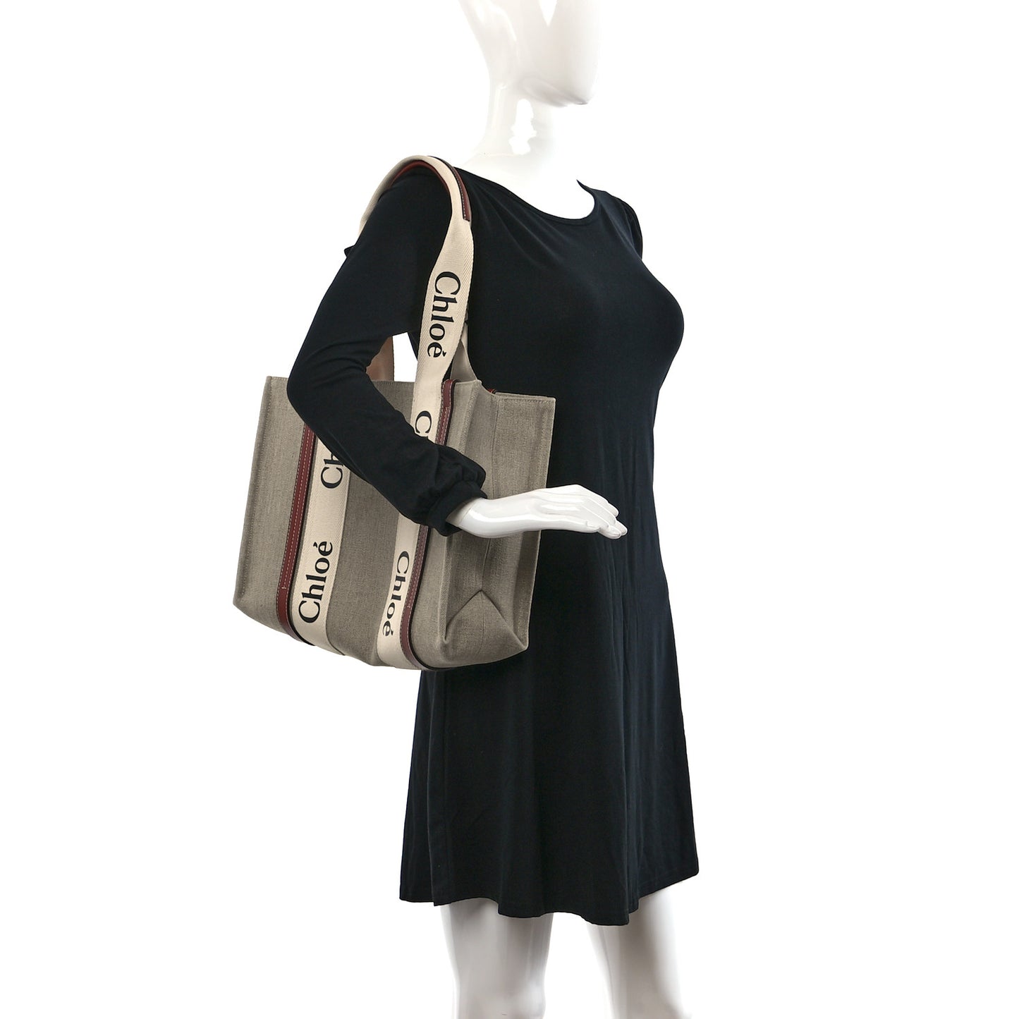 Cotton Calfskin Medium Woody Ribbon Tote White Brown