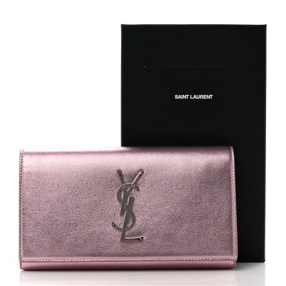 Saint Laurent Metallic Calfskin Classic Monogram Cassandre Wallet New Azalea 8 of 8