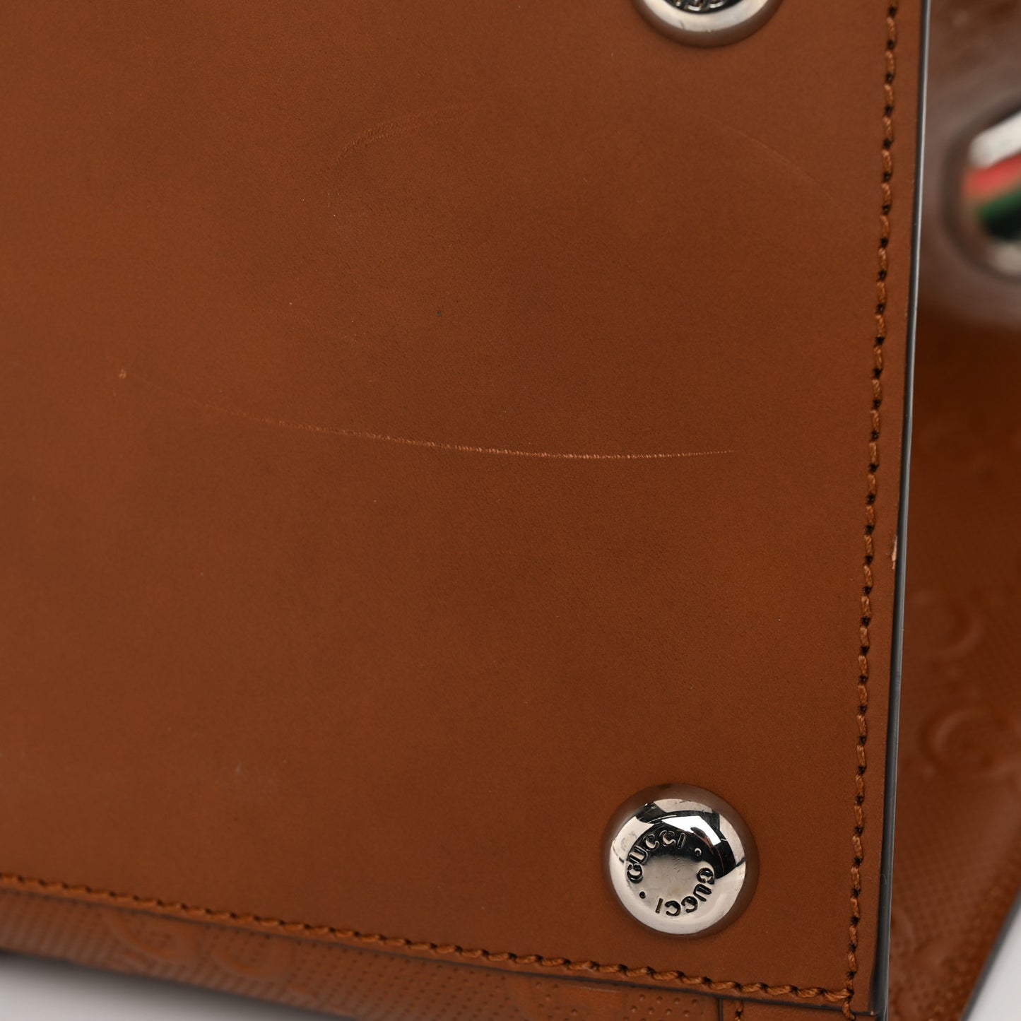 Calfskin GG Tennis Embossed Large Tote Bag Brown