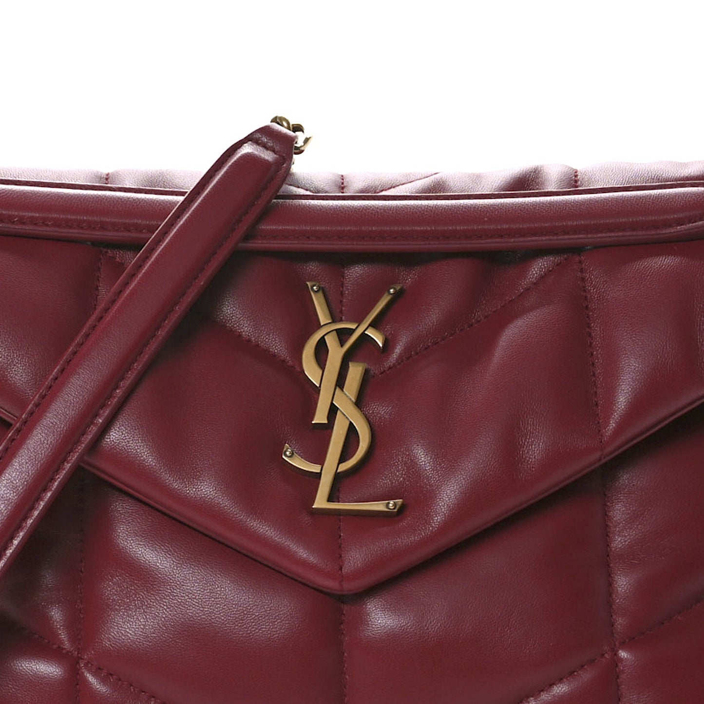 Lambskin Quilted Small Loulou Puffer Monogram Chain Satchel Red