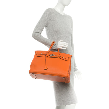 Hermes Taurillon Clemence Birkin 40 Orange 2 of 11