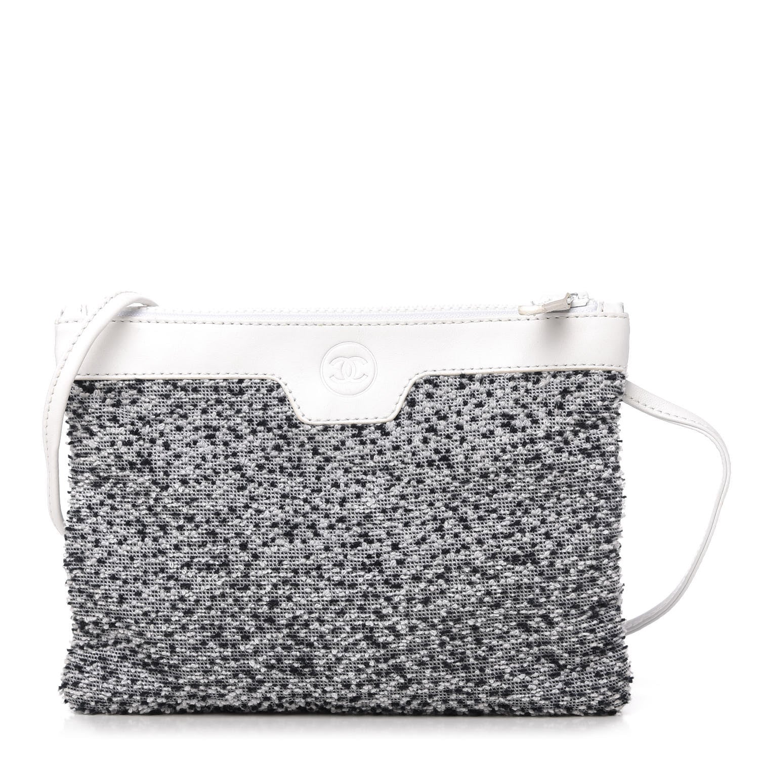 Chanel Terry Pouch White Black 1 of 9