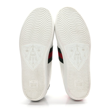 Gucci Calfskin Ayers Bee Embroidered Ace Sneakers 37.5 White Green 6 of 8