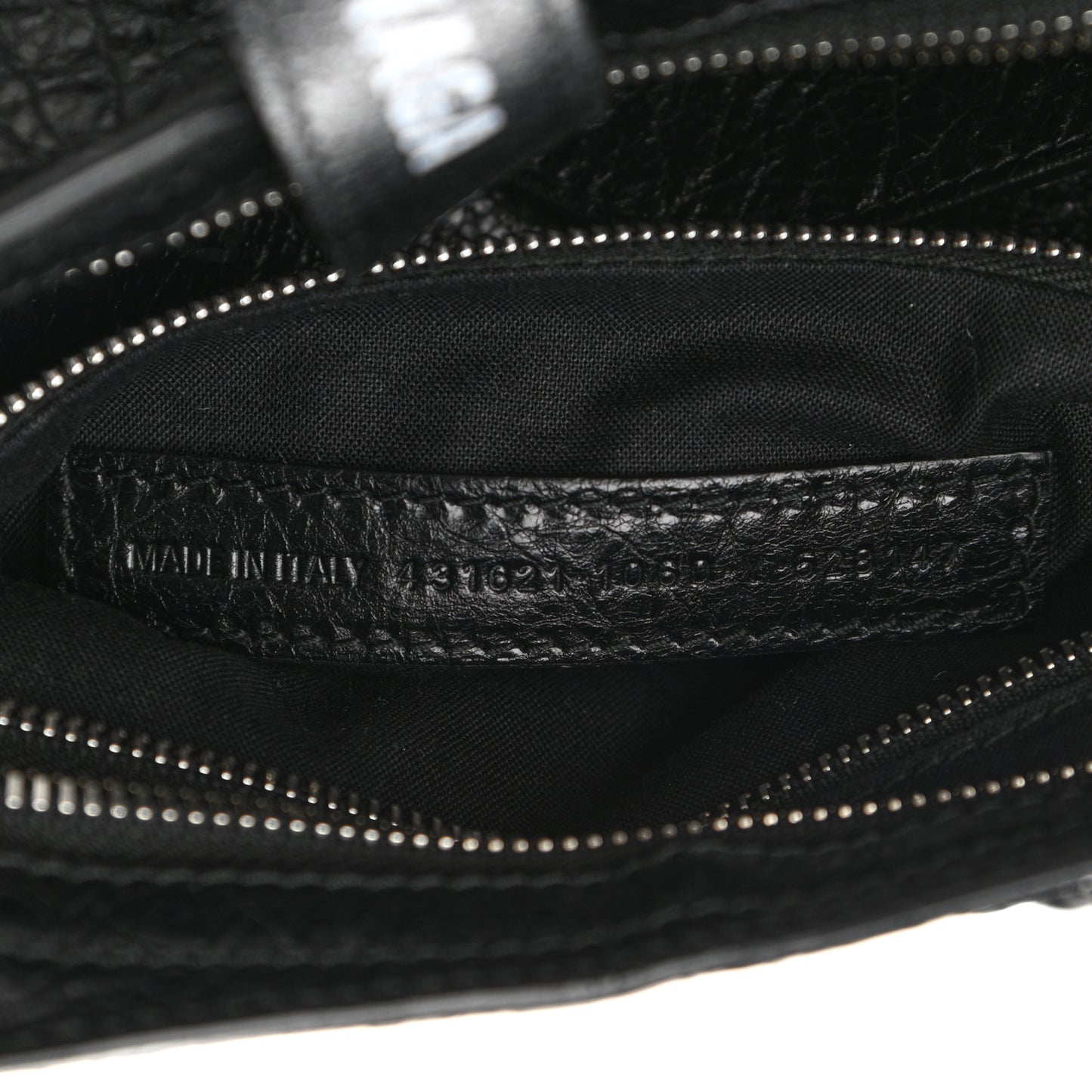 Agneau Classic Silver Hardware S City Logo Strap Black White