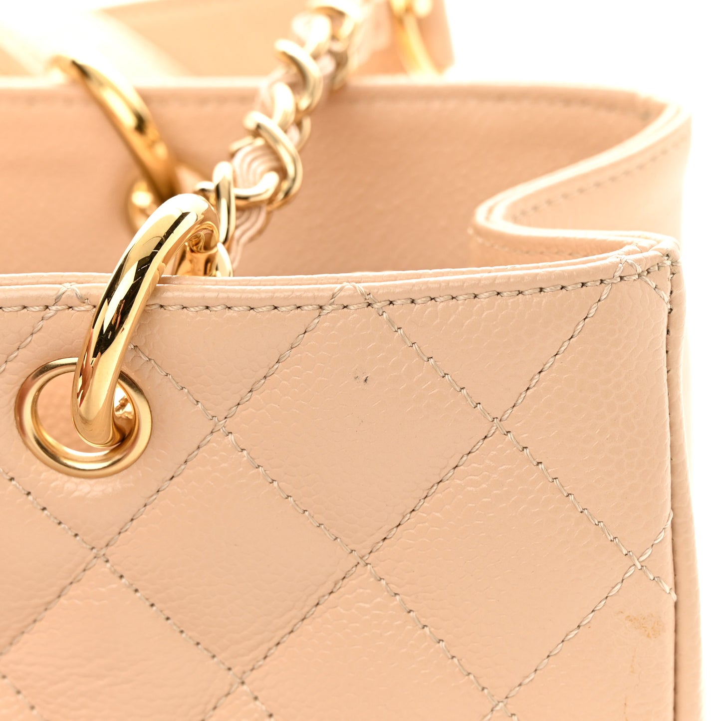 Caviar Quilted Grand Shopping Tote GST Beige Clair