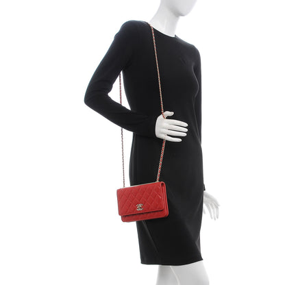 Chanel Lambskin Quilted Trendy CC Wallet On Chain WOC Red 2 of 10