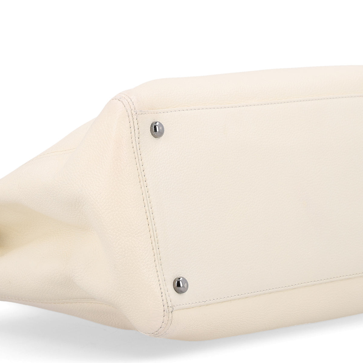 Calfskin Mademoiselle Lock Cerf Executive Shopper Tote White