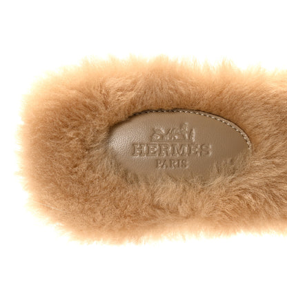 Hermes Woolskin Oran Sandals 37 Beige Argile 8 of 8