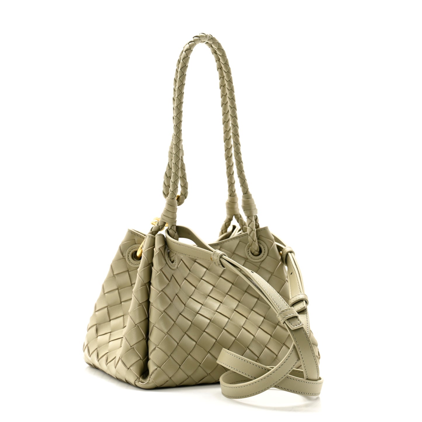 Nappa Intrecciato Small Parachute Shoulder Bag Travertine