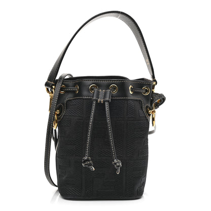 Fendi Canvas Vitello King F is Fendi FF Embroidered Mini Mon Tresor Bucket Bag Black 1 of 10