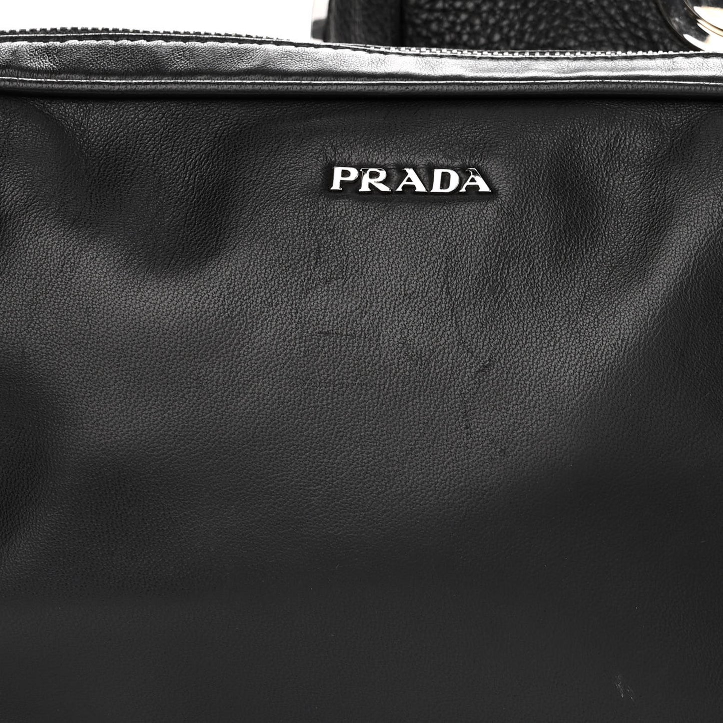Vitello Daino Grommet Chain Satchel Bag Black