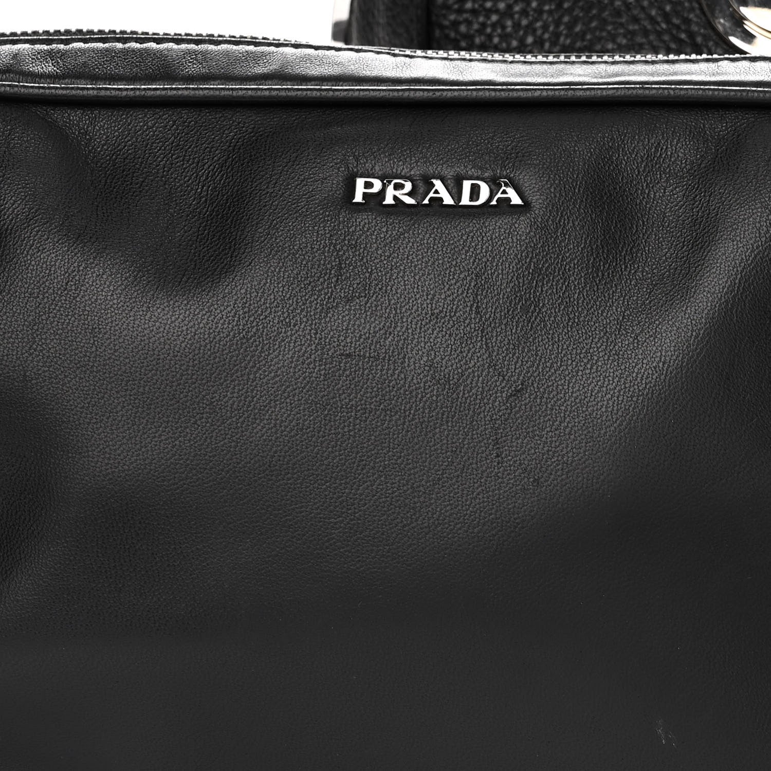 Prada Vitello Daino Grommet Chain Satchel Bag Black 11 of 11