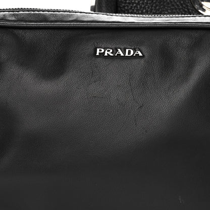 Prada Vitello Daino Grommet Chain Satchel Bag Black 11 of 11