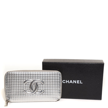 Chanel Patent Embossed CC Zip Around Wallet Silver 5 of 10