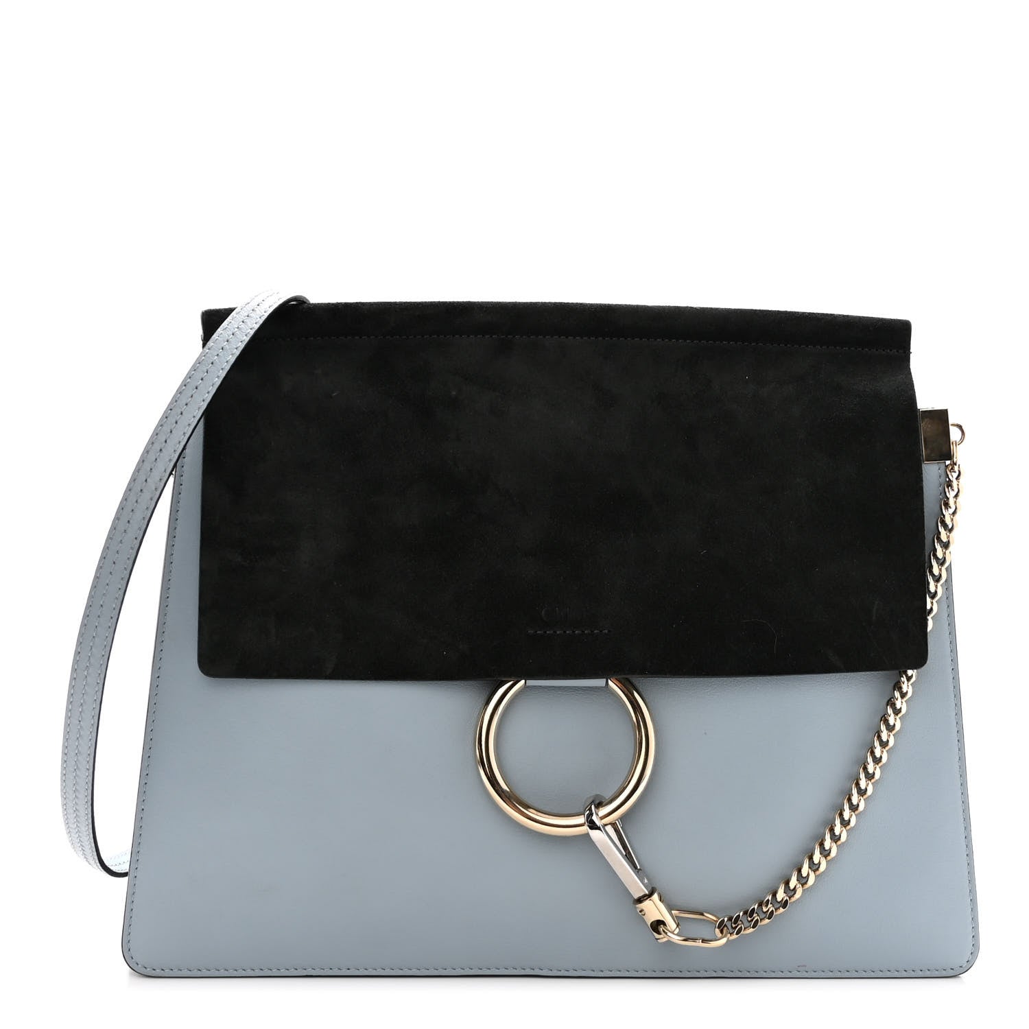 Chloe Calfskin Suede Medium Faye Shoulder Bag Fresh Blue Green 1 of 11